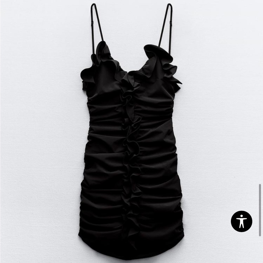 ZARA RUFFLED RUCHED DRESS - Picture 6 of 8